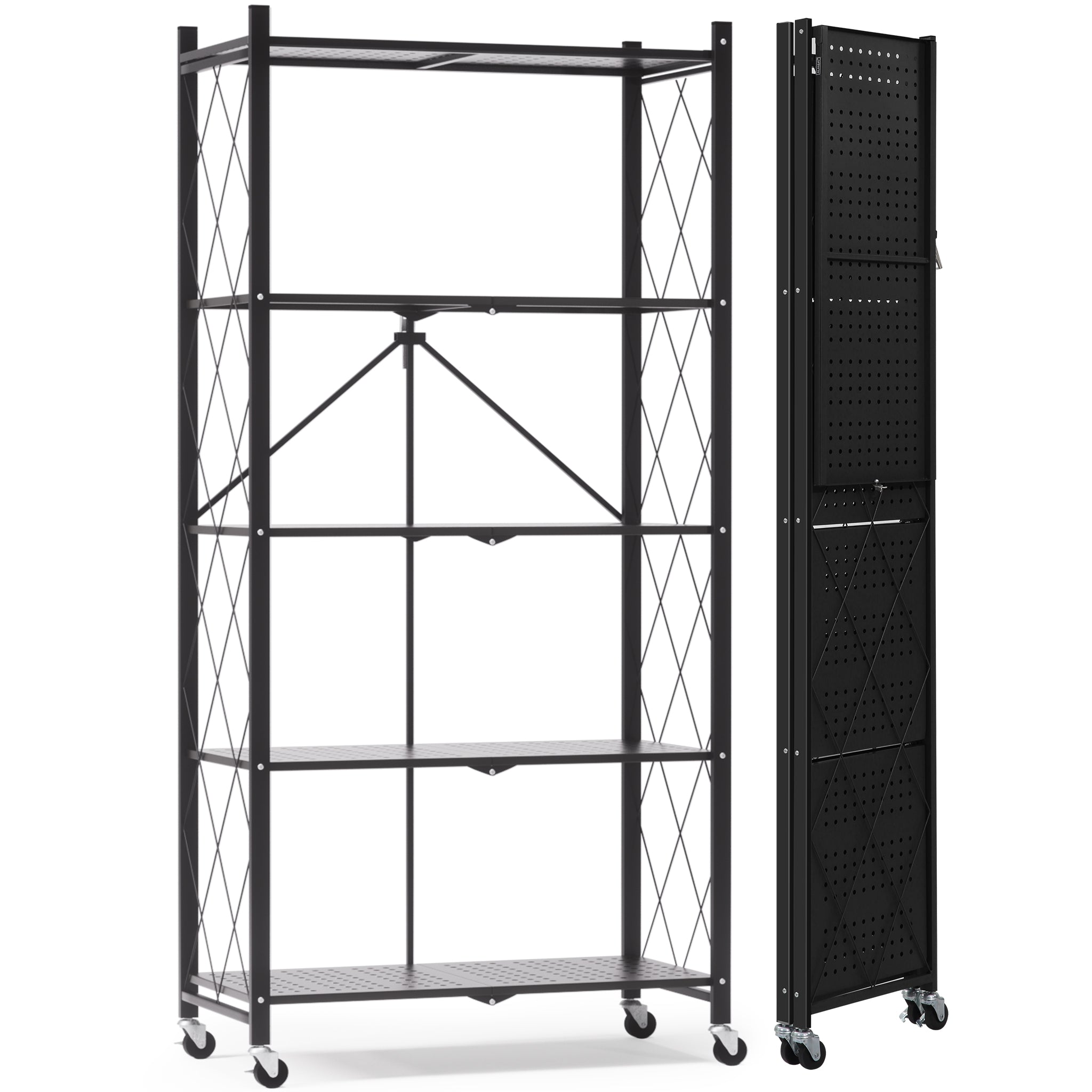 DEANIC XL 5-Tier Folding Storage Shelf — 70.7" × 31.5", Single Unit