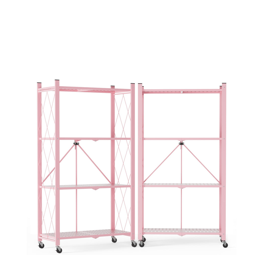 DEANIC 4-Tier Folding Kids Bookshelf, 2-Pack — 46" Rolling Shelves