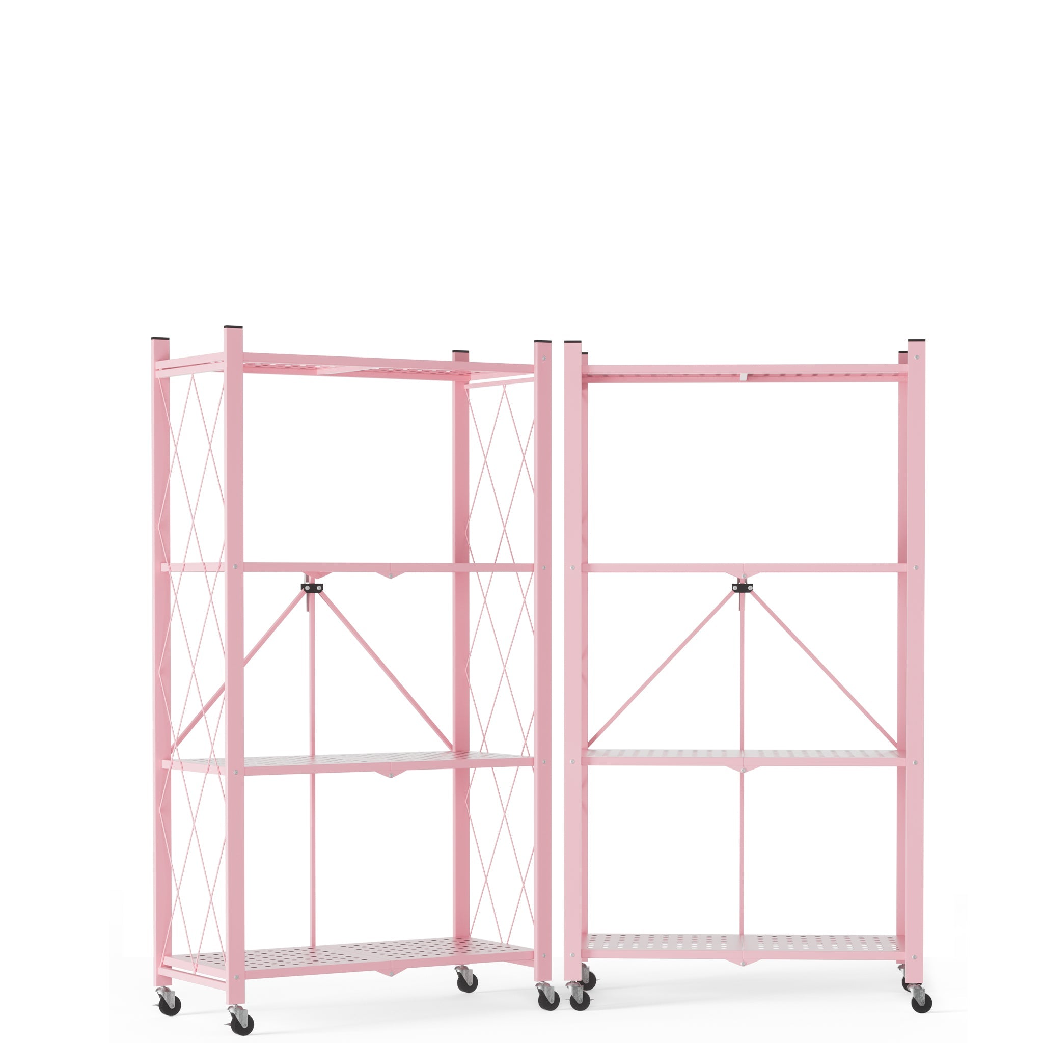 DEANIC 4-Tier Folding Kids Bookshelf, 2-Pack — 46" Rolling Shelves