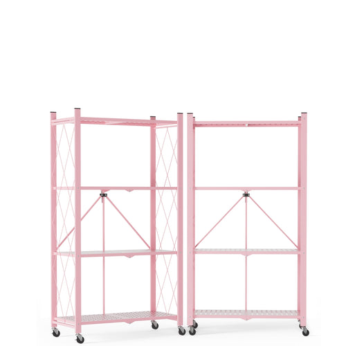 DEANIC 4-Tier Folding Kids Bookshelf, 2-Pack — 46" Rolling Shelves