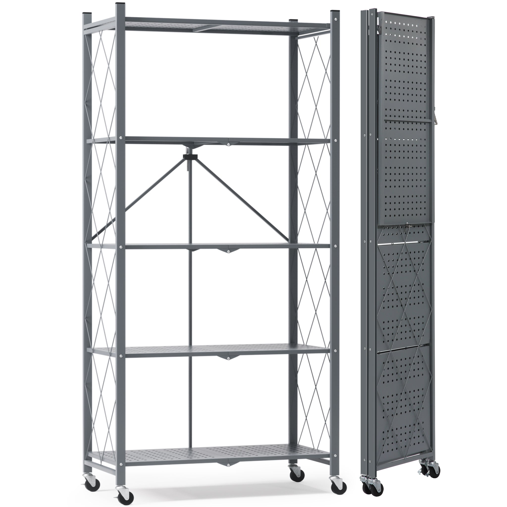 DEANIC XL 5-Tier Folding Storage Shelf — 70.7" × 31.5", Single Unit