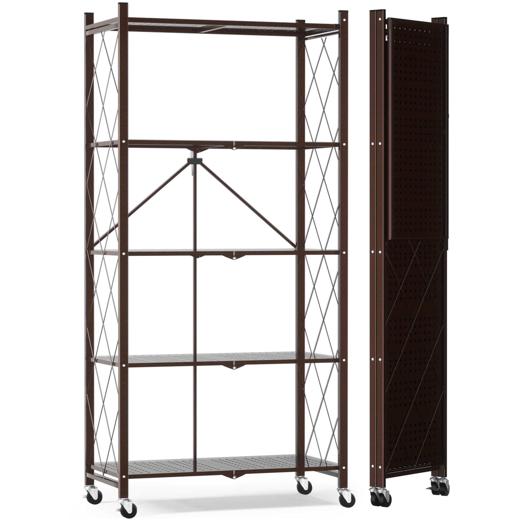 DEANIC XL 5-Tier Folding Storage Shelf — 70.7" × 31.5", Single Unit