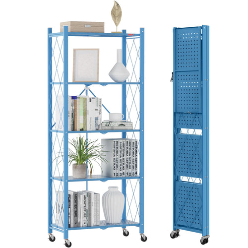 DEANIC 5-shelf folding bookcase in blue