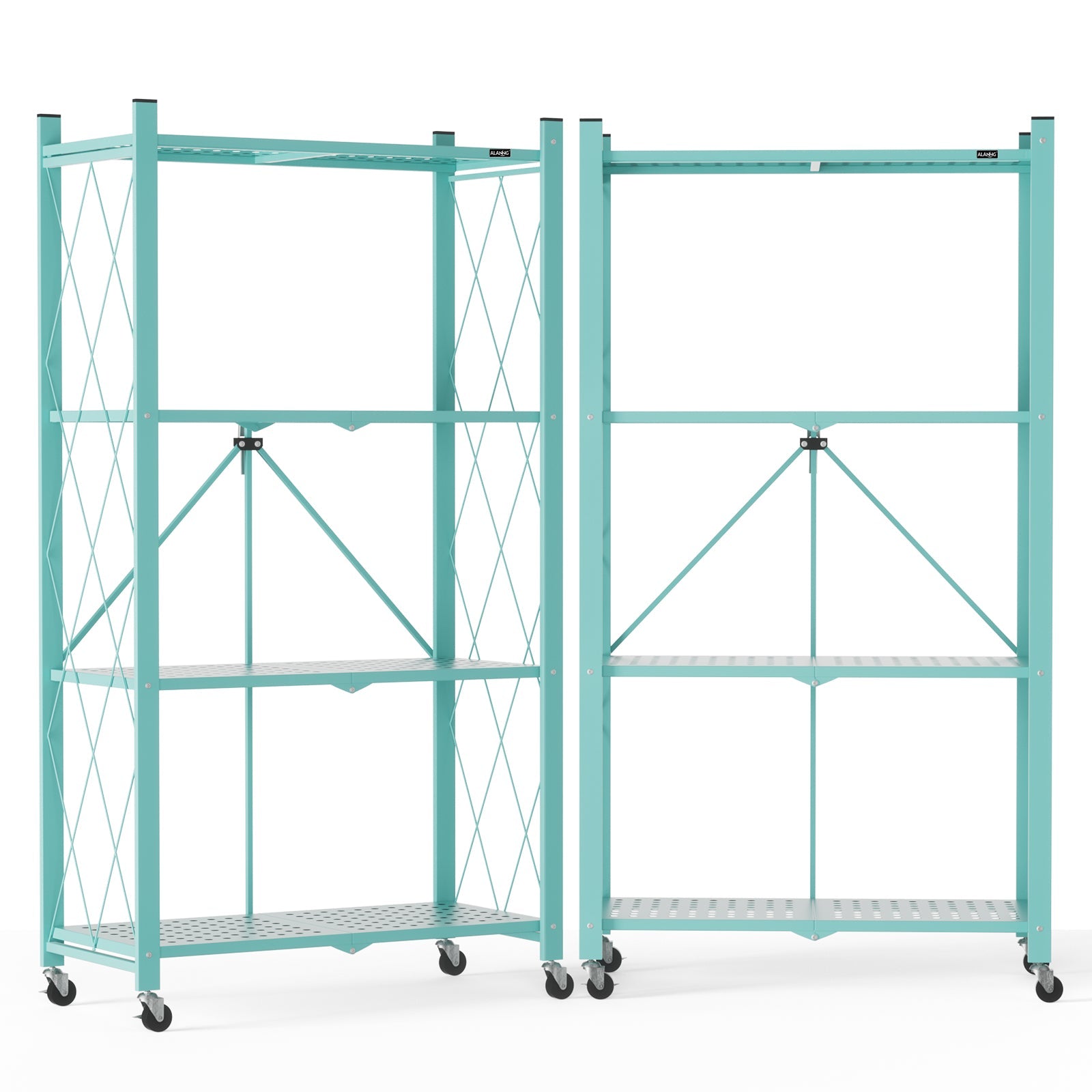 DEANIC 4-Tier Folding Kids Bookshelf, 2-Pack — 46" Rolling Shelves