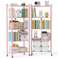 DEANIC 5-Tier Folding Kids Bookshelf, 2-Pack — 46" Rolling Shelves
