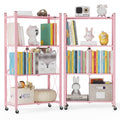 DEANIC 4-Tier Folding Kids Bookshelf, 2-Pack — 46" Rolling Shelves