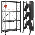 DEANIC 4-Tier Foldable Storage Shelves with Wheels — No Assembly Opens in 5 Seconds
