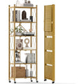 DEANIC 6-Tier Slim Folding Bookshelf on Wheels — 73.6" Tall, No Assembly