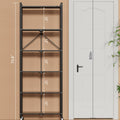 DEANIC 6-Tier Slim Folding Bookshelf on Wheels — 73.6" Tall, No Assembly