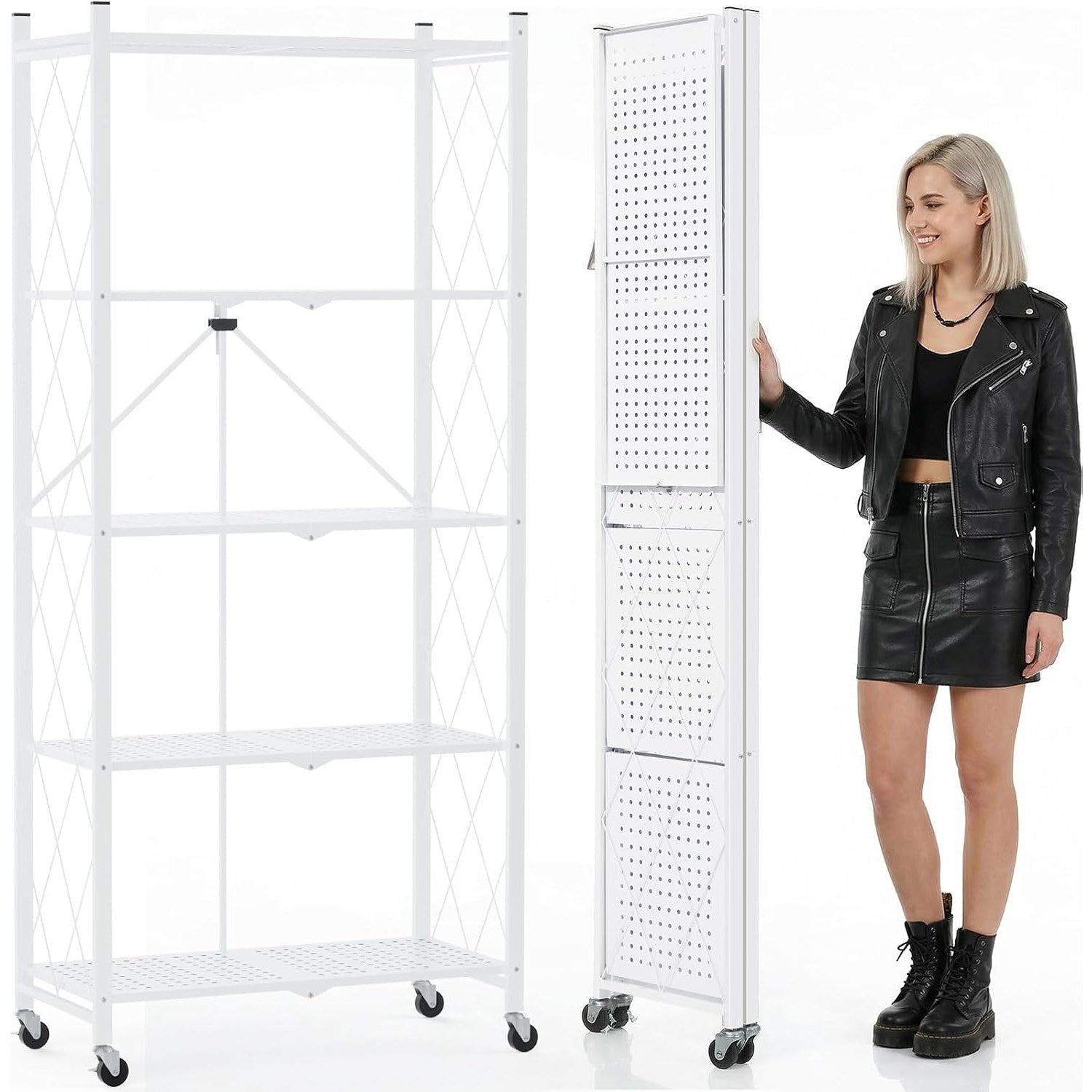 DEANIC XL 5-Tier Folding Storage Shelf — 70.7" × 31.5", Single Unit