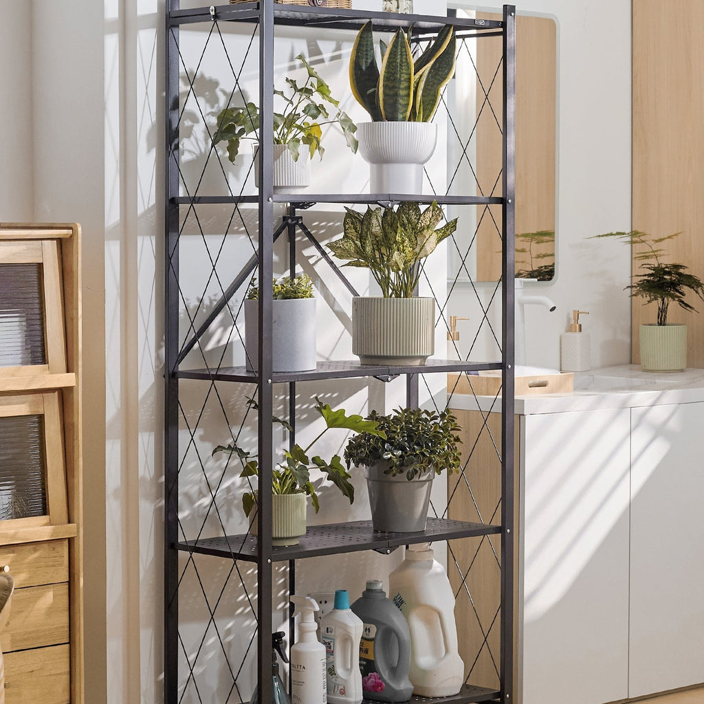 DEANIC XL 5-Tier Folding Storage Shelf — 70.7" × 31.5", Single Unit