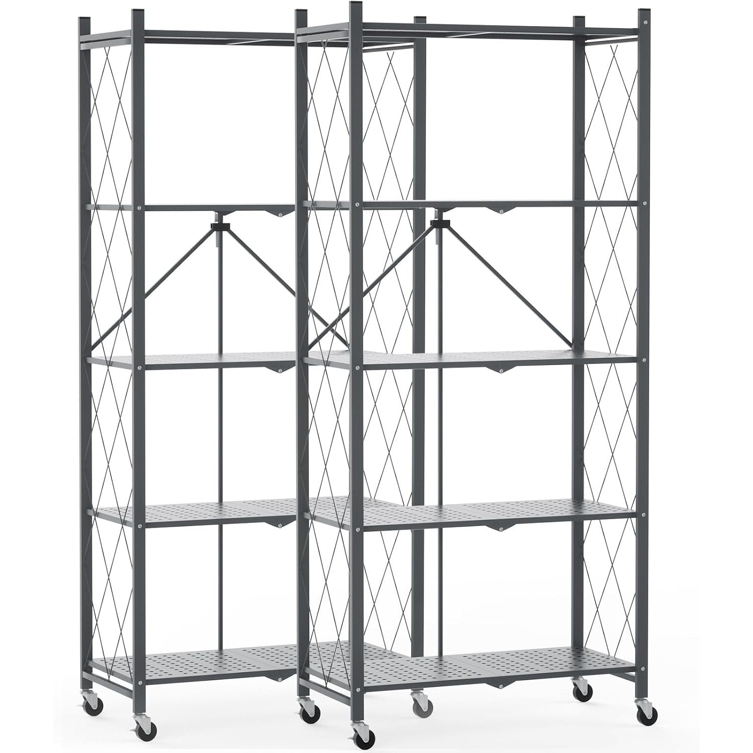 DEANIC XL 70.7" 5-Tier Folding Storage Shelf, 2-Pack — Garage & Vendor Display Shelving